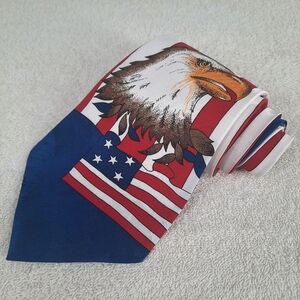 A Rogers Eagle Design Necktie Red White Blue America